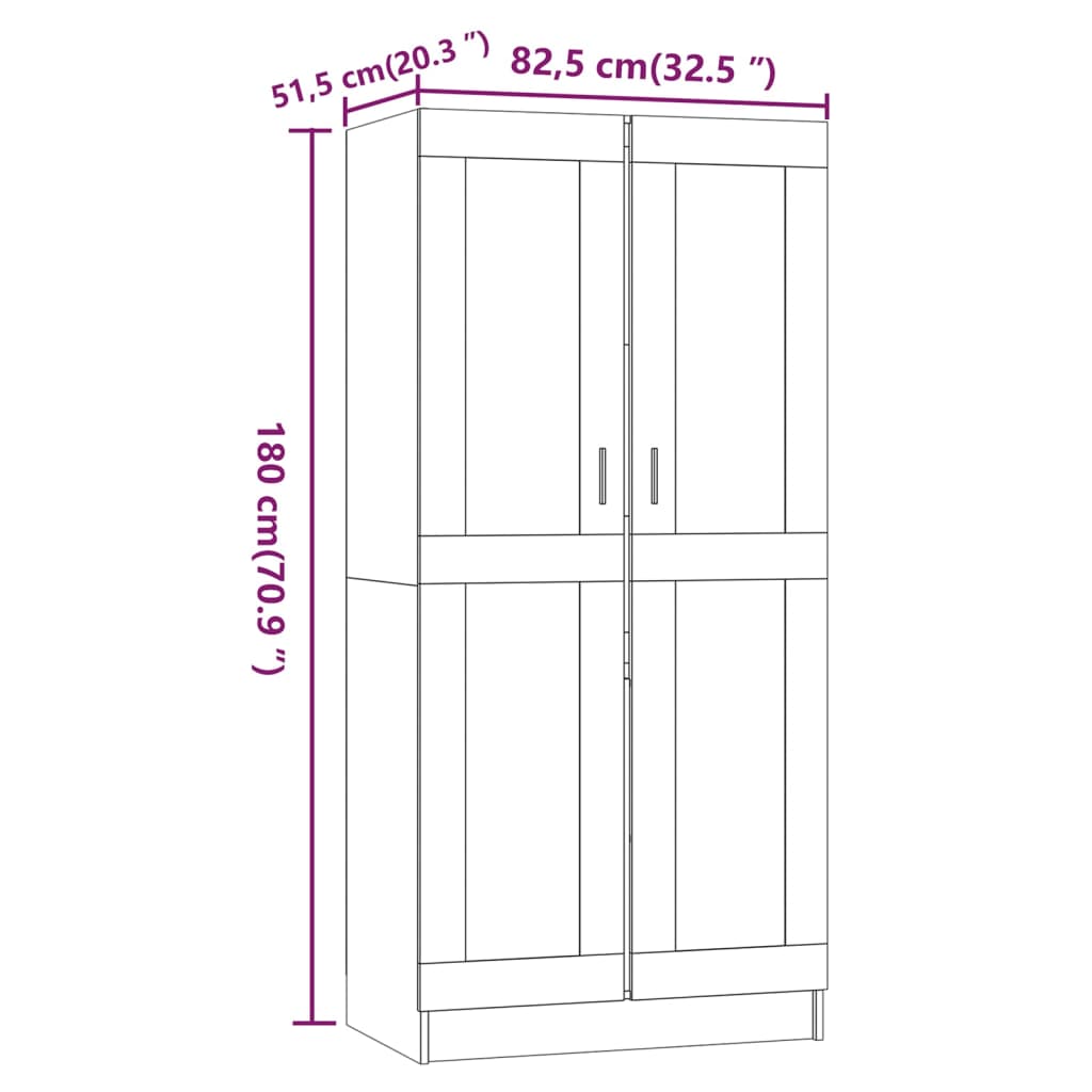 vidaXL Roupeiro 82,5x51,5x180 cm derivados de madeira cinzento sonoma