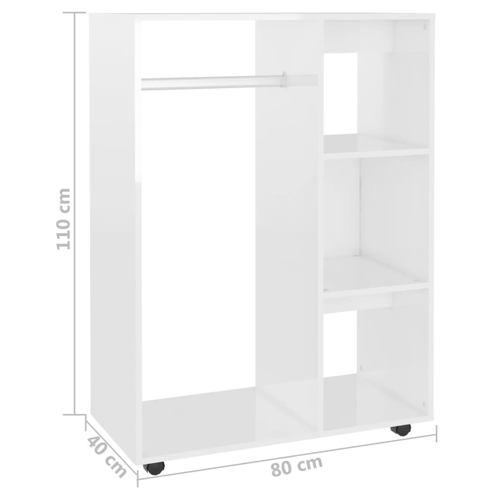 vidaXL Roupeiro 80x40x110 cm contraplacado branco brilhante