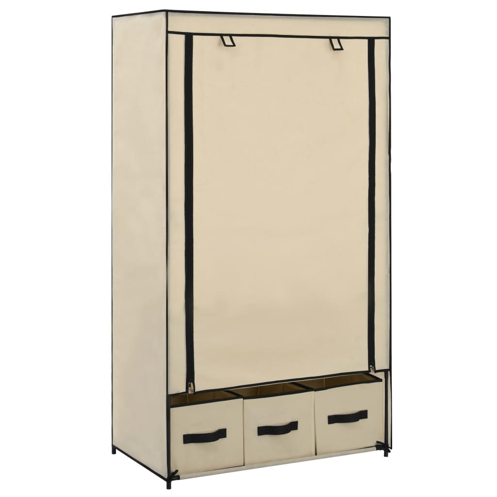 vidaXL Roupeiro 87x49x159 cm tecido cor creme