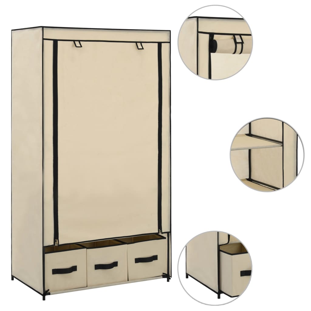 vidaXL Roupeiro 87x49x159 cm tecido cor creme