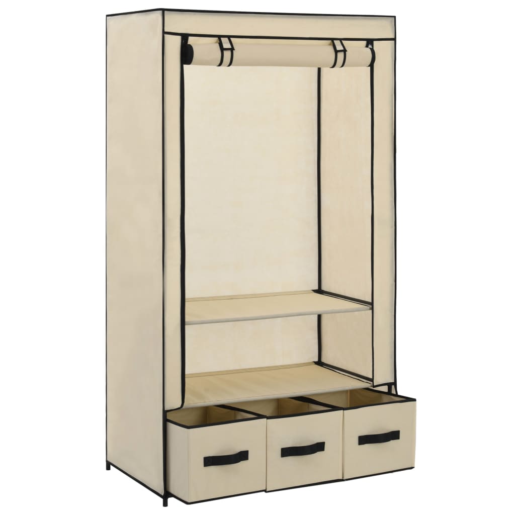 vidaXL Roupeiro 87x49x159 cm tecido cor creme