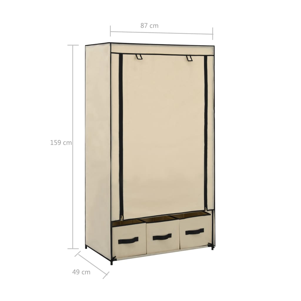 vidaXL Roupeiro 87x49x159 cm tecido cor creme