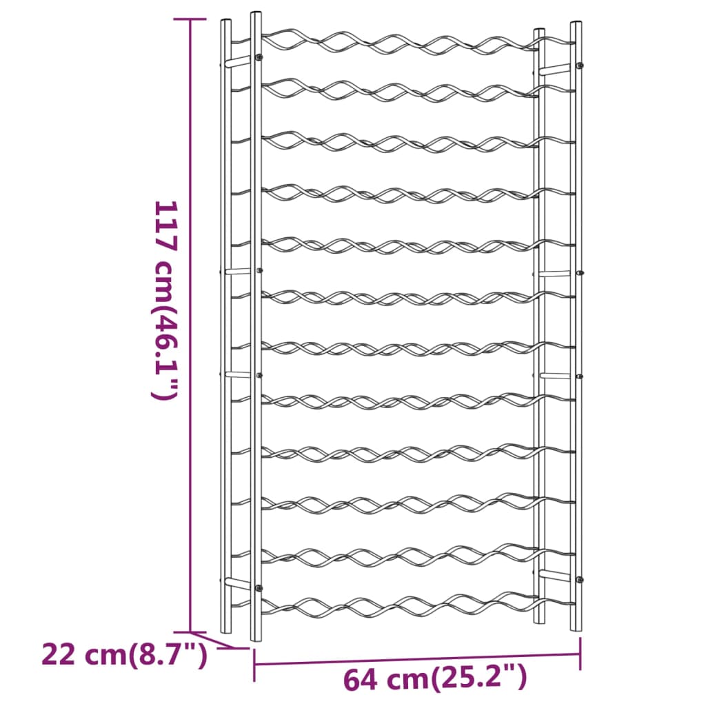 vidaXL Garrafeira para 72 garrafas metal branco