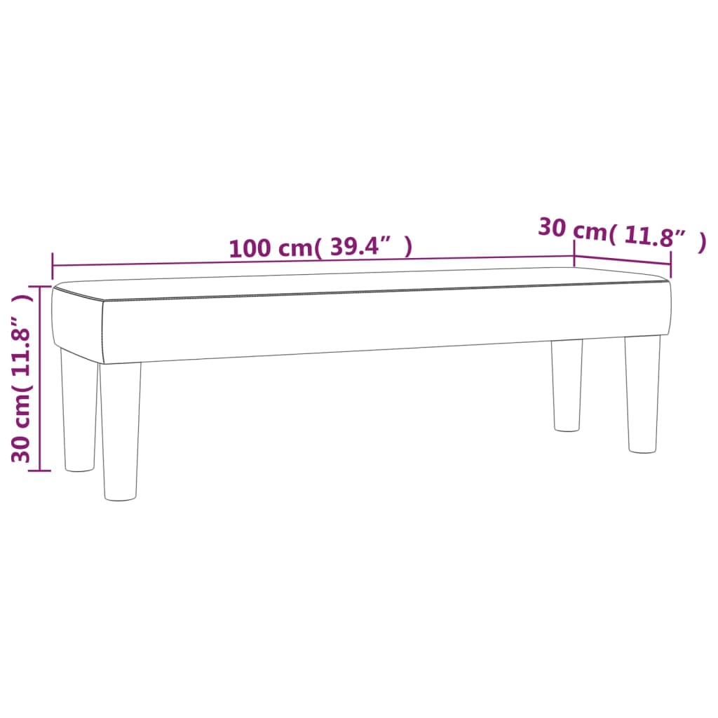 vidaXL Banco 100x30x30 cm veludo cinzento-claro