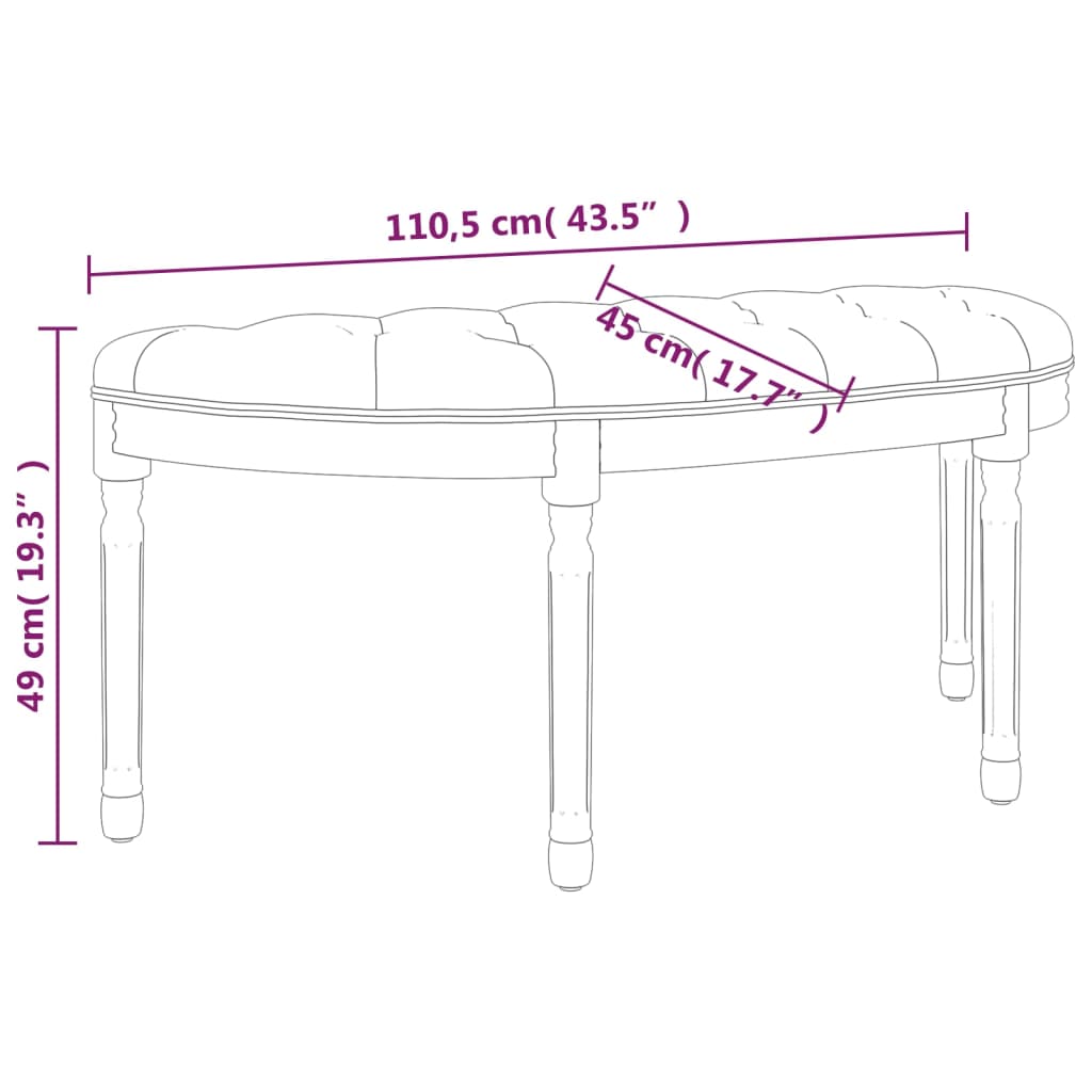 vidaXL Banco 110,5x45x49 cm veludo rosa