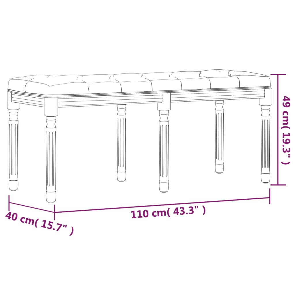 vidaXL Banco 110x40x49 cm veludo rosa