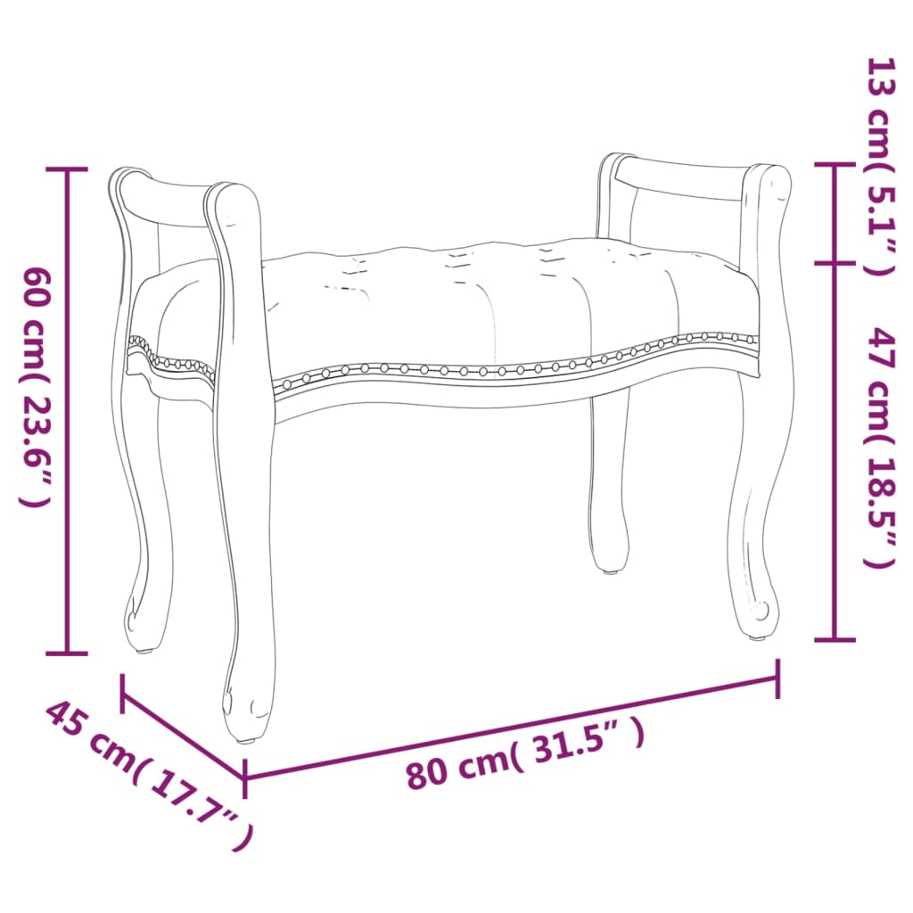 vidaXL Banco 80x45x60 cm linho bege