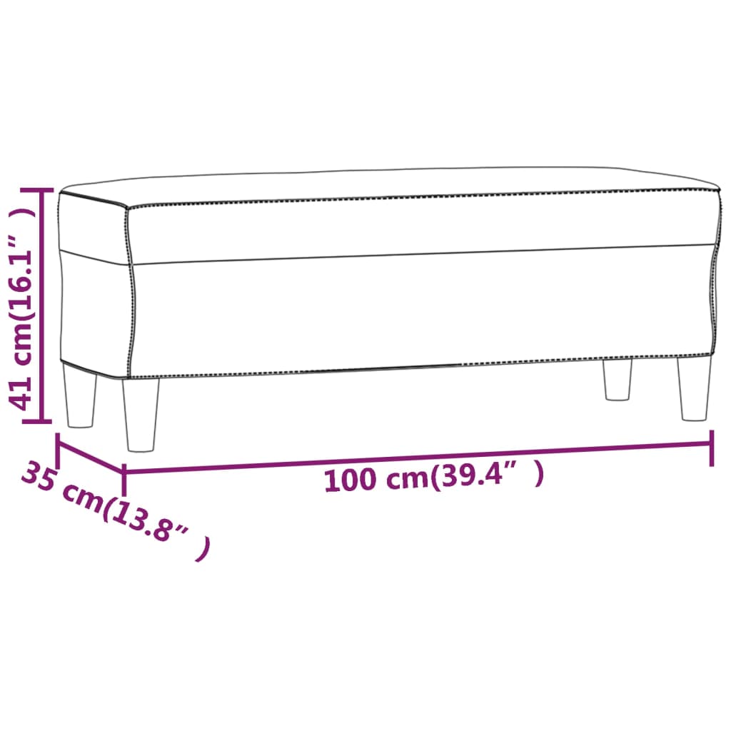 vidaXL Banco 100x35x41 cm couro artificial castanho