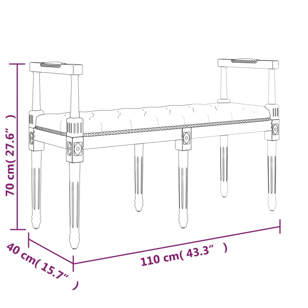 vidaXL Banco 110x40x70 cm veludo azul