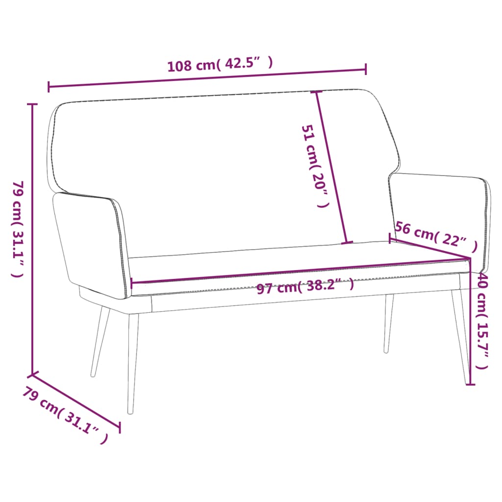 vidaXL Banco 108x79x79 cm veludo castanho