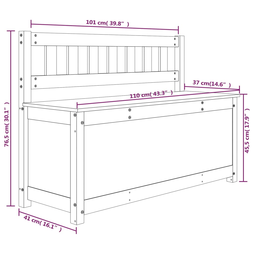 vidaXL Banco 110x41x76,5 cm madeira de pinho maciça branco