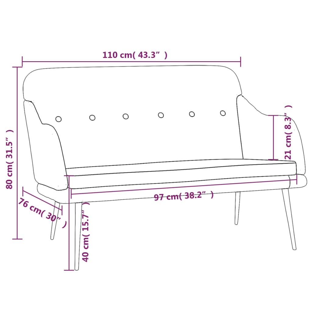 vidaXL Banco 110x76x80 cm tecido cinzento-escuro