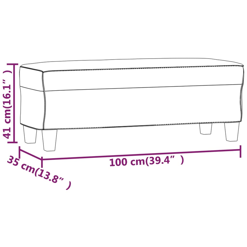 vidaXL Banco 100x35x41 cm couro artificial preto