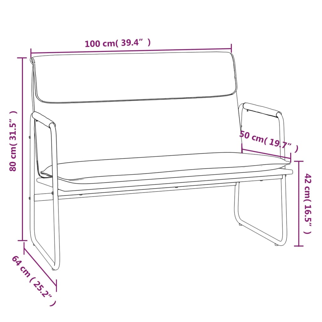 vidaXL Banco 100x64x80 cm couro artificial preto