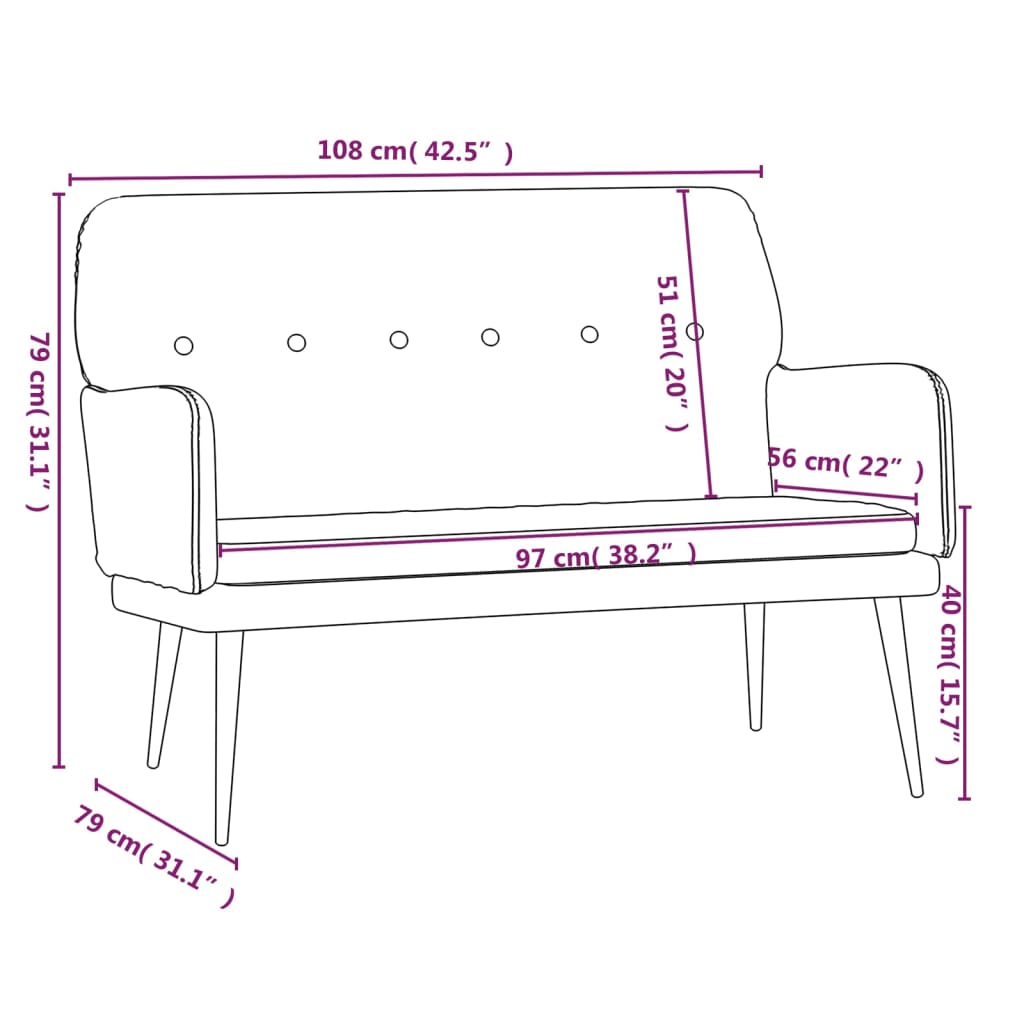 vidaXL Banco 108x79x79 cm veludo rosa