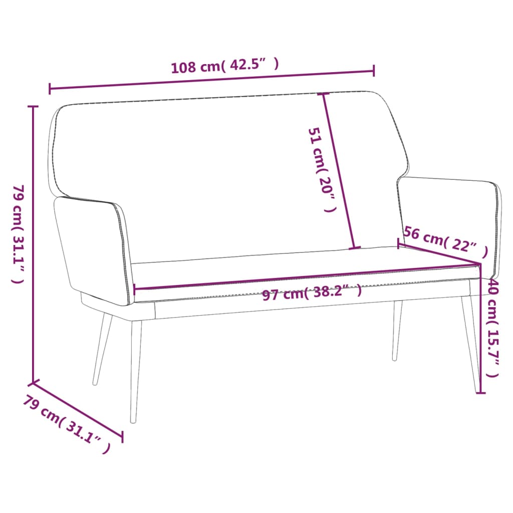 vidaXL Banco 108x79x79 cm veludo preto