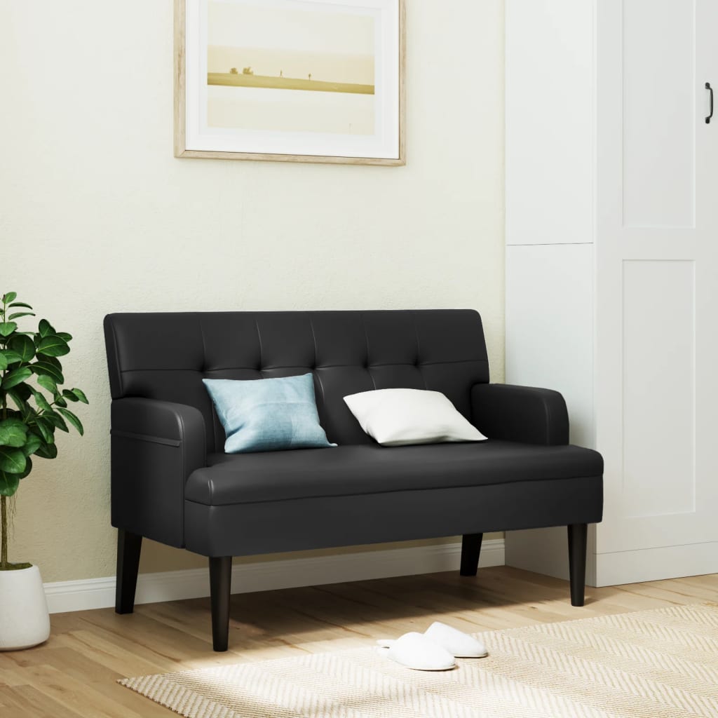 vidaXL Banco com encosto 112x65,5x75 cm couro artificial preto