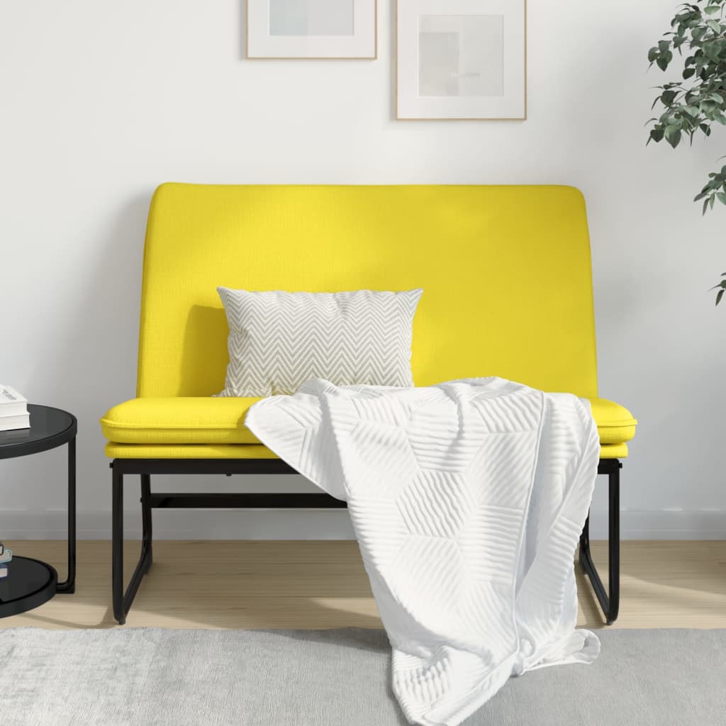 vidaXL Banco 100x75x76 cm tecido amarelo-claro