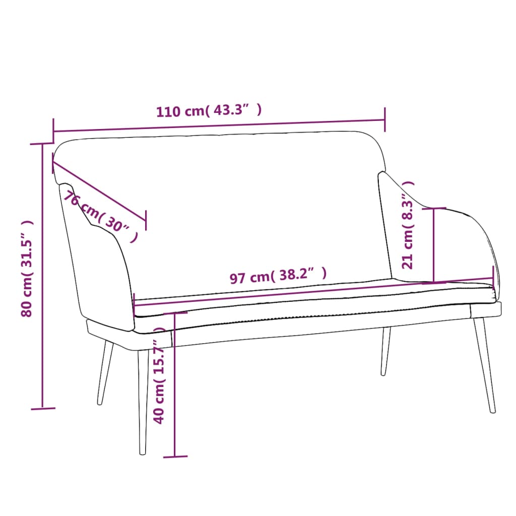 vidaXL Banco 110x76x80 cm veludo cinzento-claro