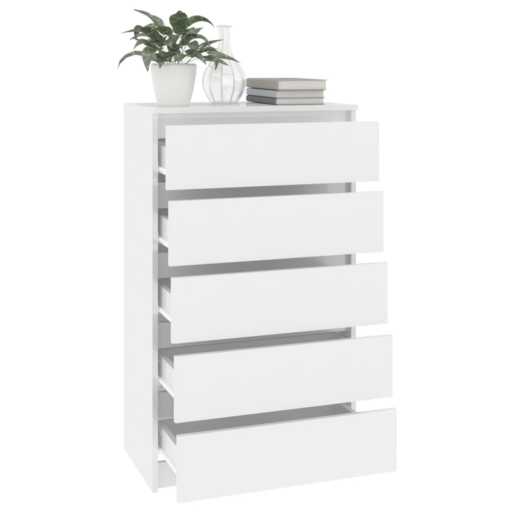 vidaXL Armário de gavetas 60x36x103 cm deriv. madeira branco brilhante