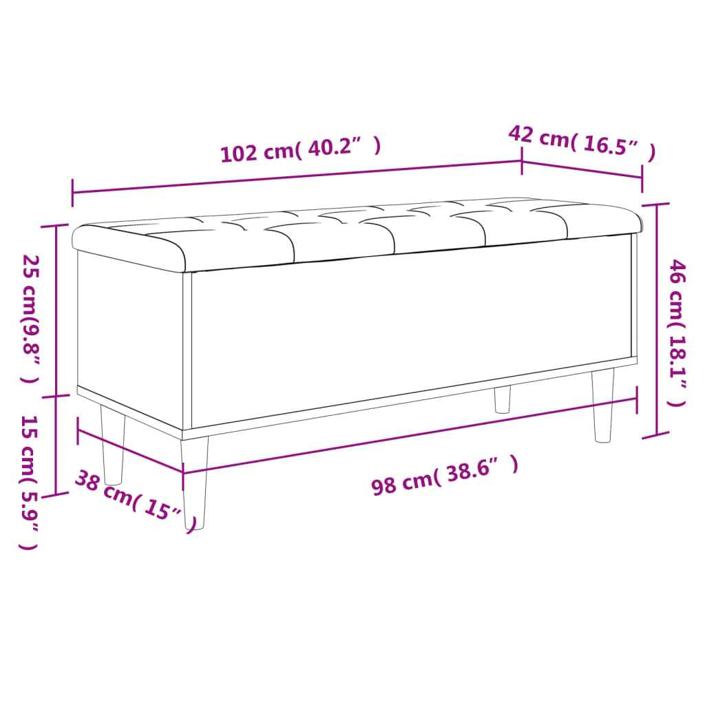 vidaXL Banco de arrumação 102x42x46 cm derivados de madeira branco