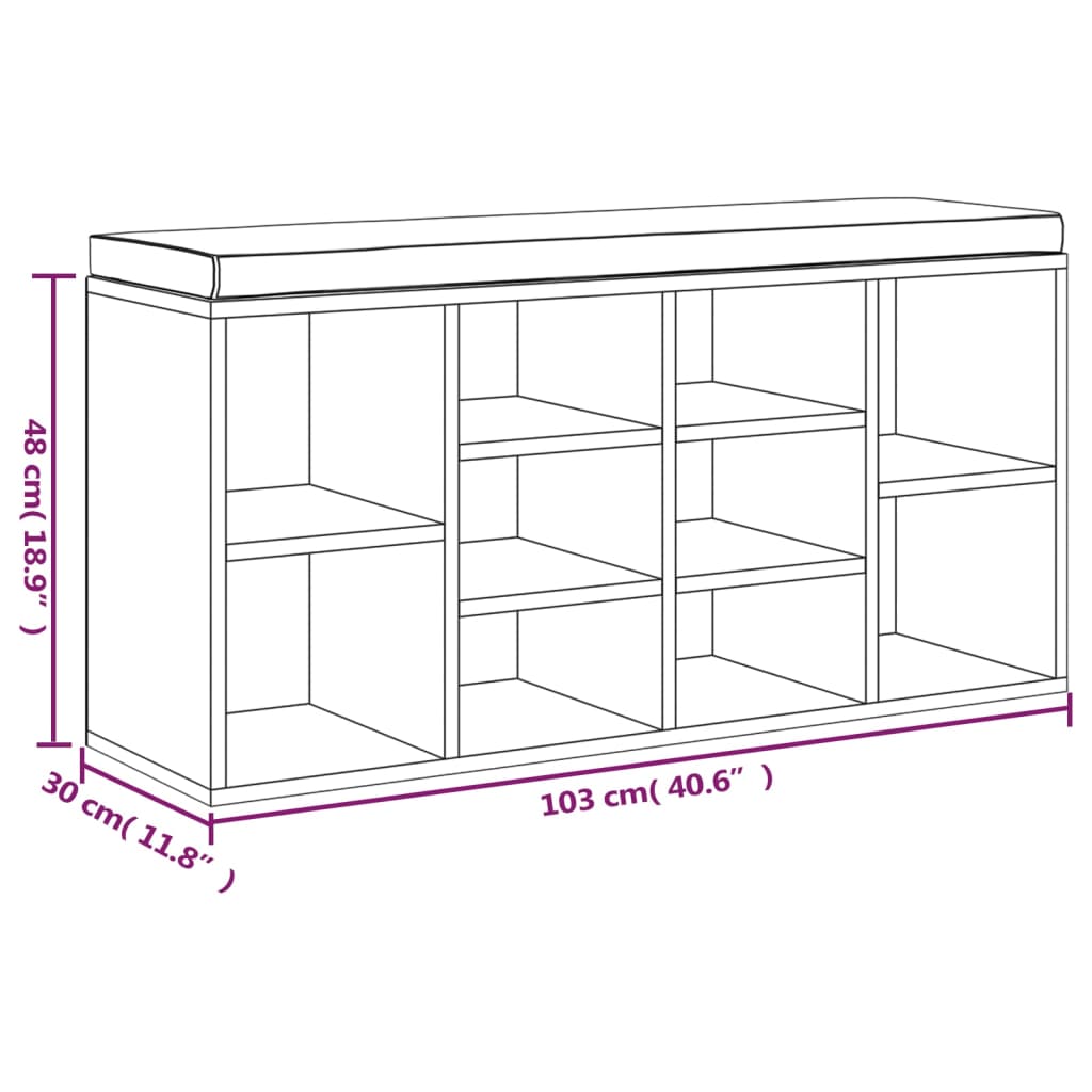 vidaXL Sapateira 103x30x48 cm derivados de madeira cinzento cimento