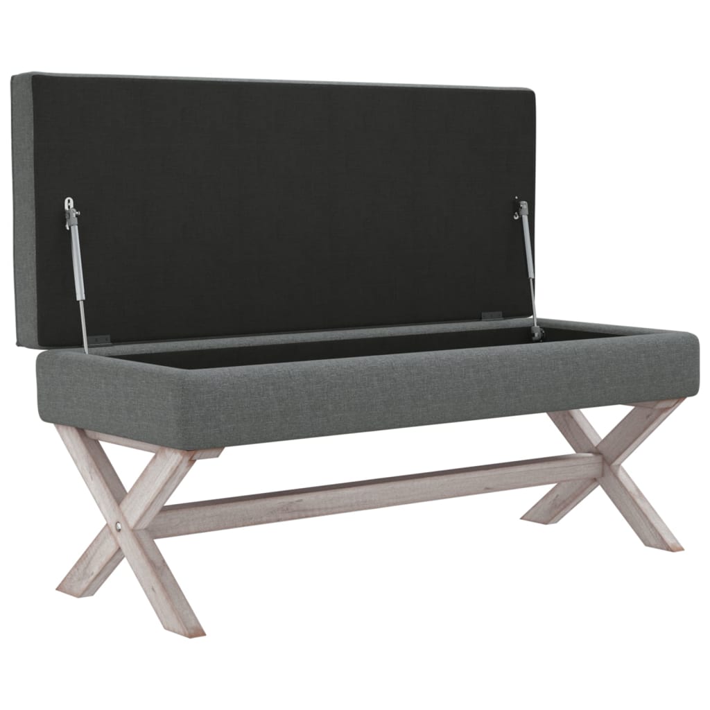 vidaXL Banco de arrumação 110x45x49 cm tecido cinzento-escuro