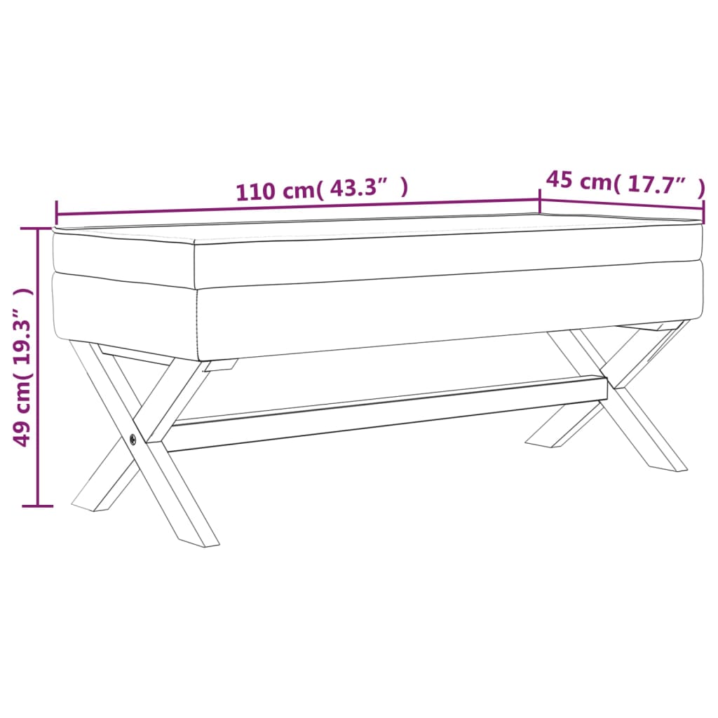 vidaXL Banco de arrumação 110x45x49 cm tecido cinzento-escuro