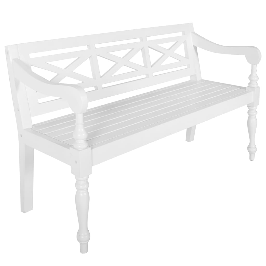 vidaXL Banco Batávia 136 cm madeira maciça de mogno branco