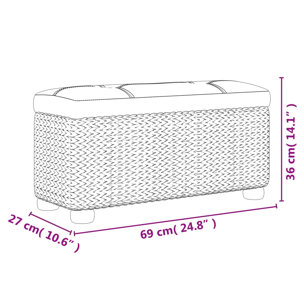 vidaXL Bancos de arrumação 2pcs com almofadão cinzento 69 cm taboa