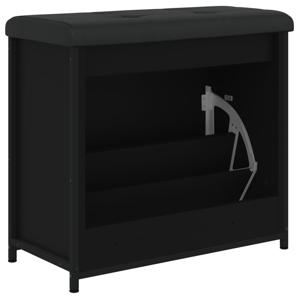 vidaXL Banco sapateira com gaveta articulada 62x32x56 cm preto