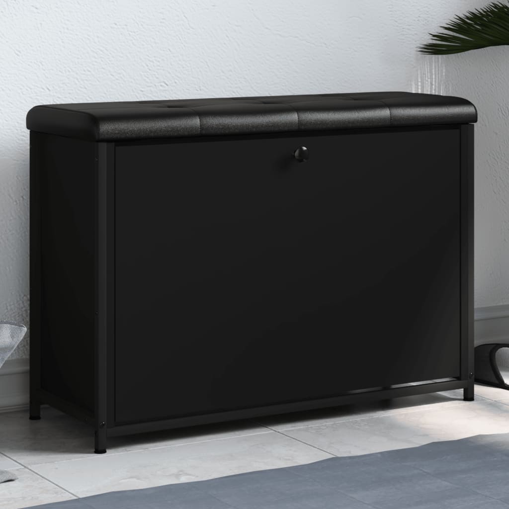 vidaXL Banco sapateira com gaveta articulada 82x32x56 cm preto