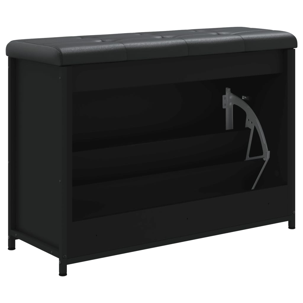 vidaXL Banco sapateira com gaveta articulada 82x32x56 cm preto