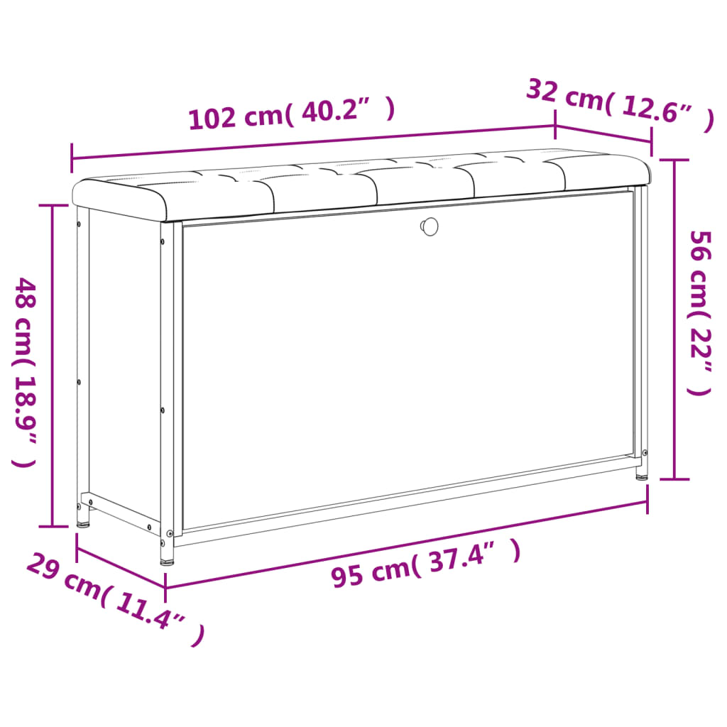 vidaXL Banco sapateira c/gaveta articulada 102x32x56cm carvalho fumado