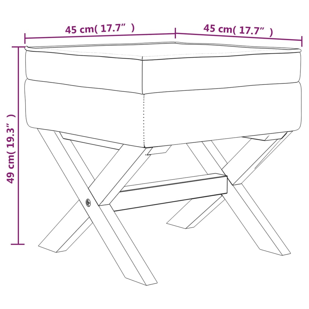 vidaXL Banco de arrumação 45x45x49 cm veludo cinzento-claro