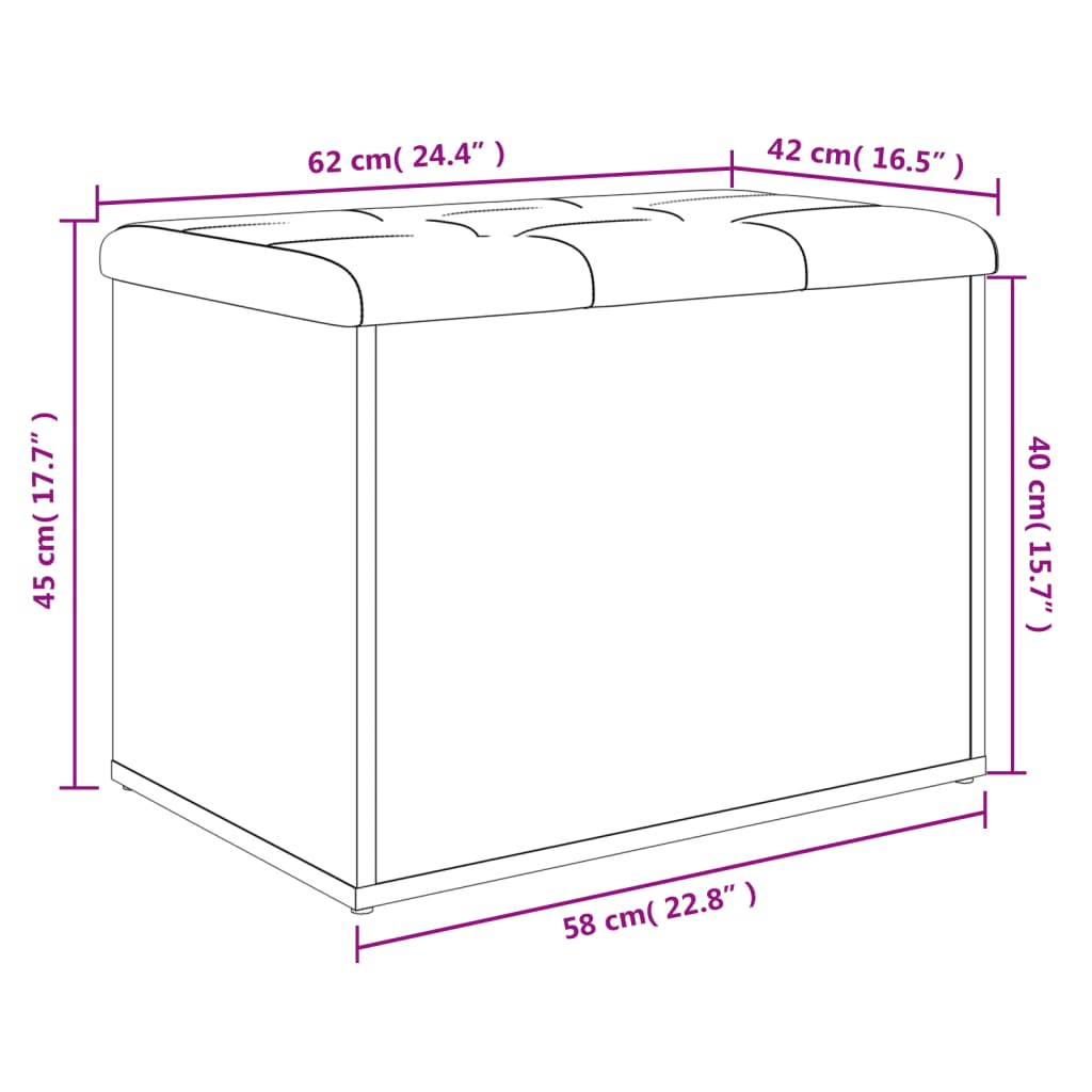 vidaXL Banco de arrumação 62x42x45 cm derivados de madeira preto