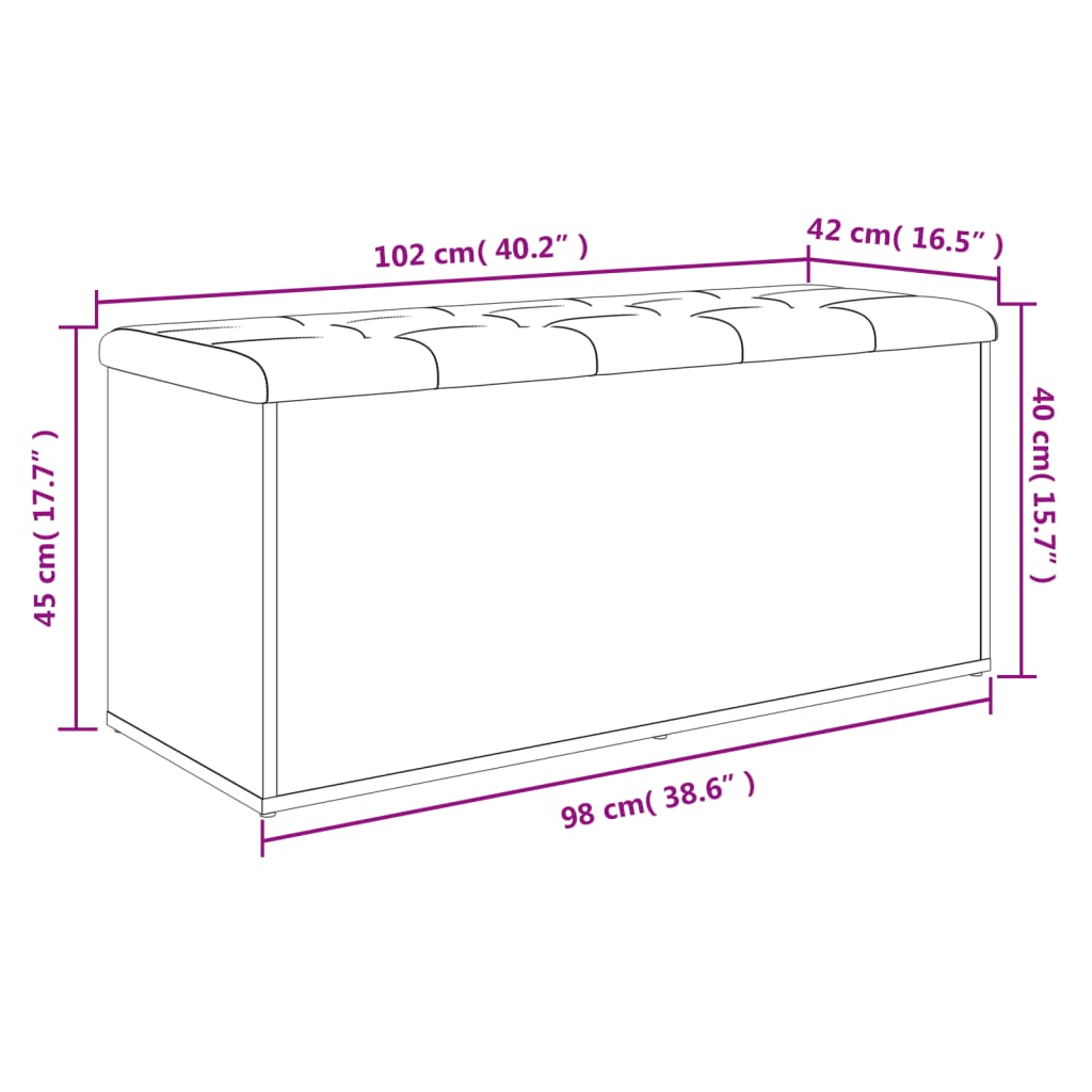 vidaXL Banco de arrumação 102x42x45 cm derivados de madeira preto