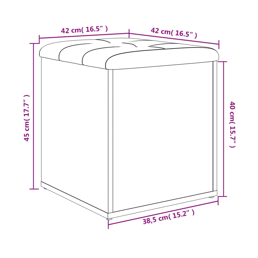 vidaXL Banco de arrumação 42x42x45cm derivados madeira cinzento sonoma