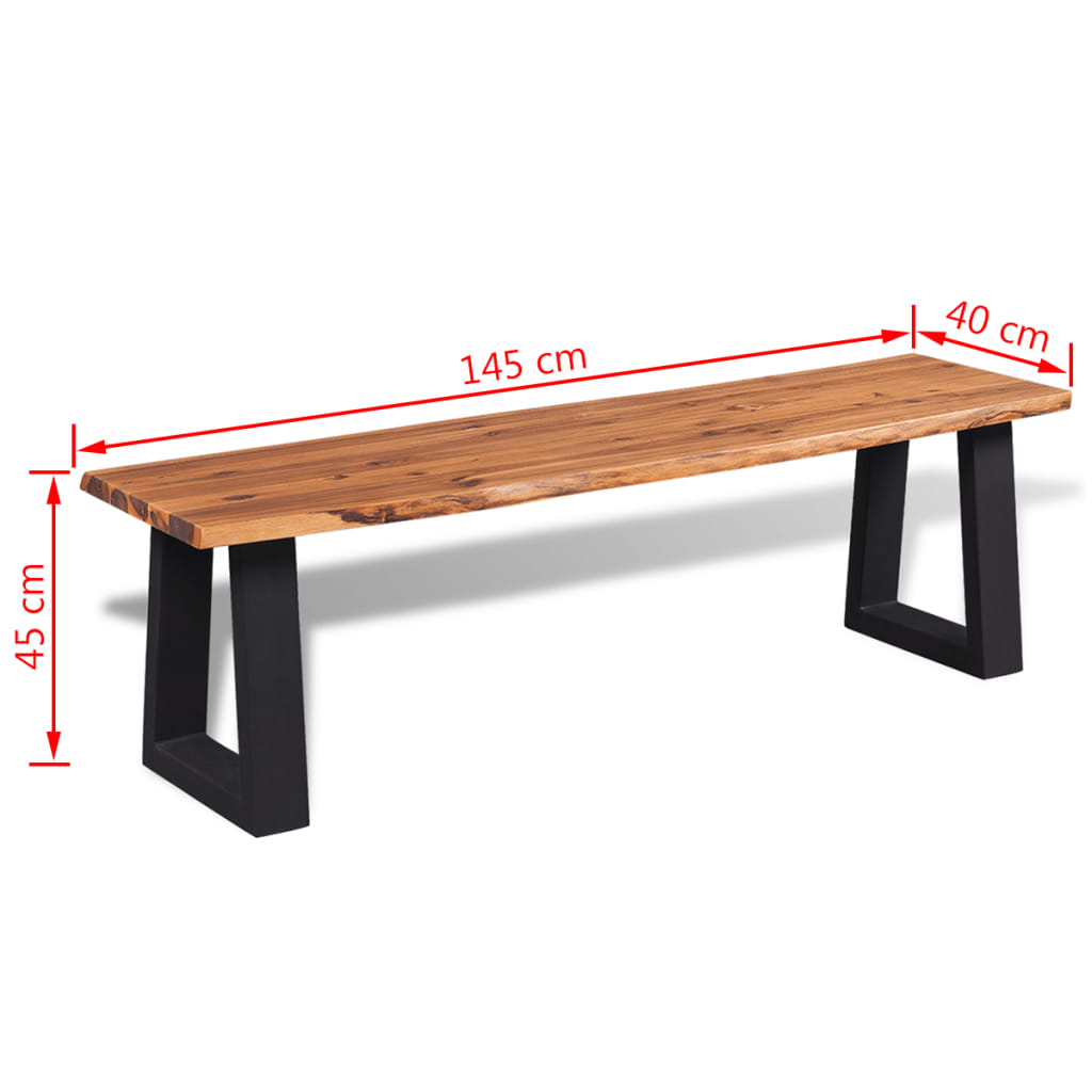 vidaXL Banco madeira de acácia maciça 145 cm