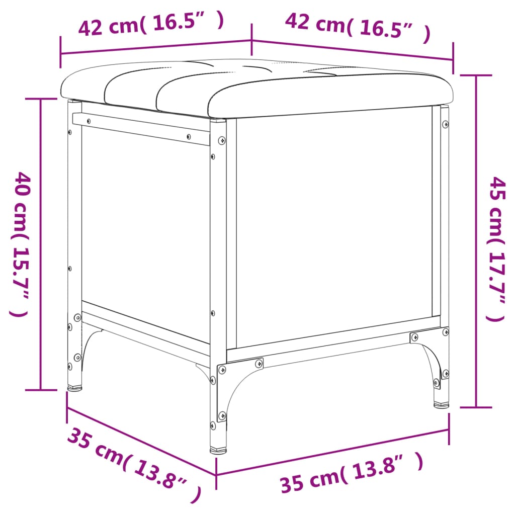 vidaXL Banco de arrumação 42x42x45cm derivados madeira cinzento sonoma