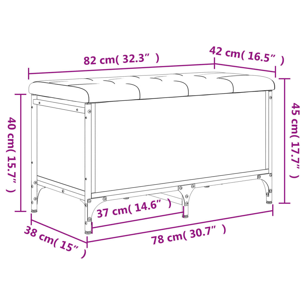 vidaXL Banco de arrumação 82x42x45 cm derivados de madeira preto