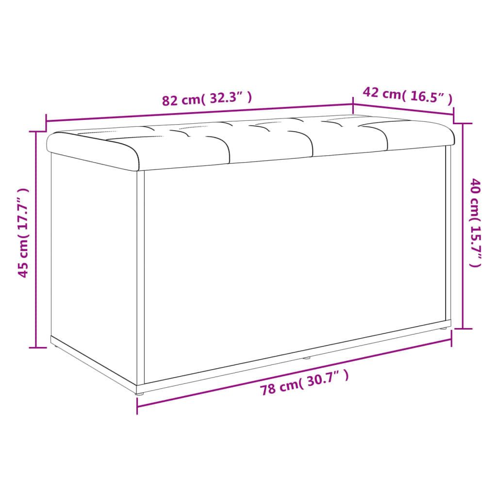 vidaXL Banco de arrumação 82x42x45cm derivados madeira carvalho fumado