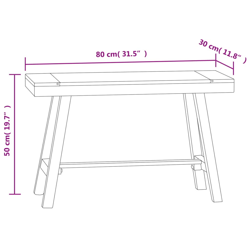 vidaXL Banco 80 cm madeira de teca maciça