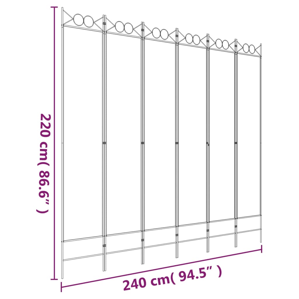 vidaXL Divisória/biombo com 6 painéis 240x220 cm tecido antracite