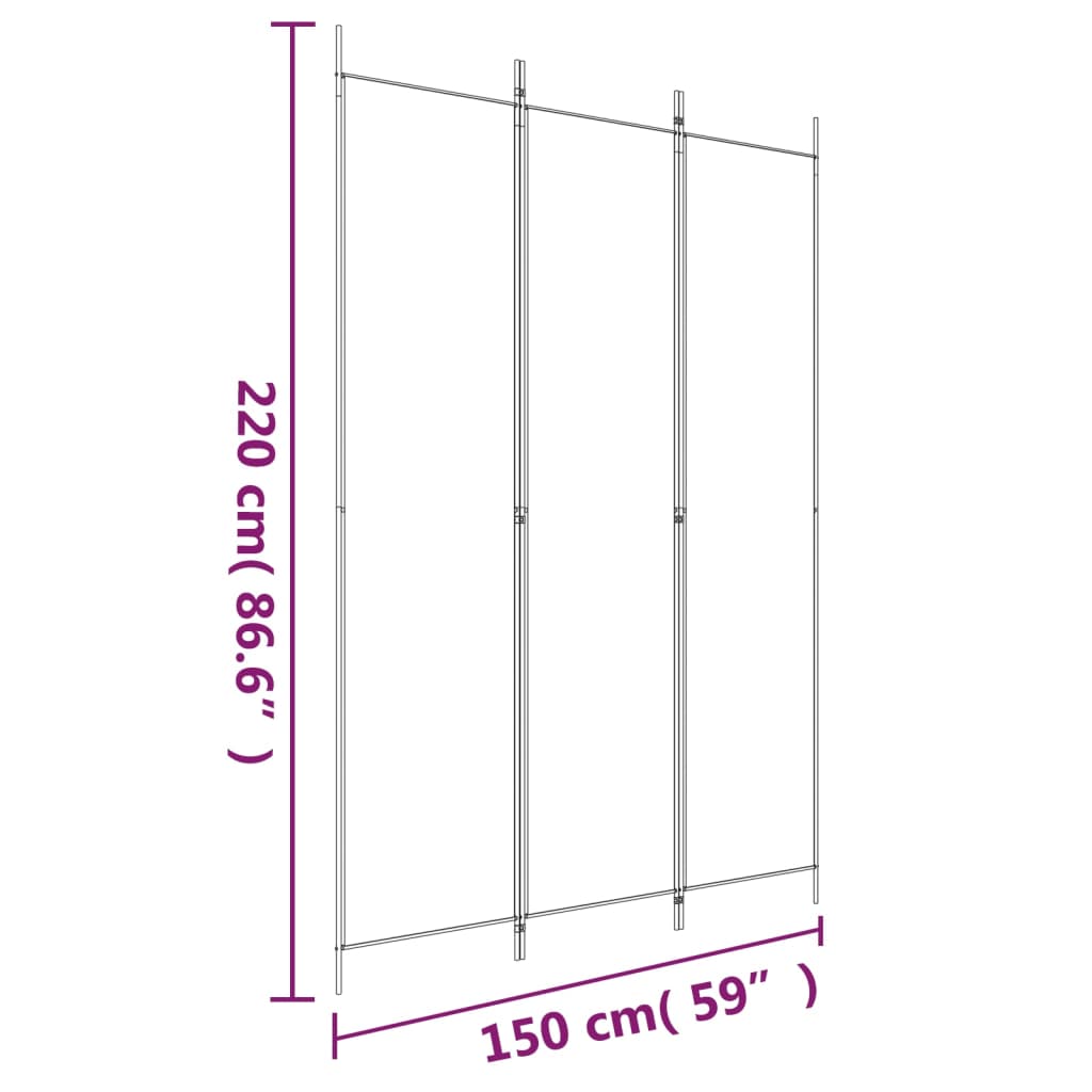 vidaXL Biombo/divisória com 3 painéis 150x220 cm tecido castanho