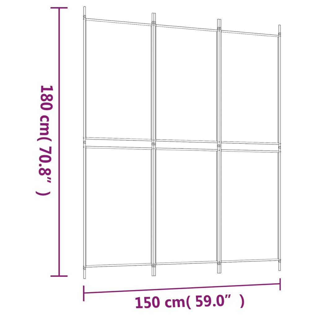 vidaXL Biombo/divisória com 3 painéis 150x180 cm tecido castanho