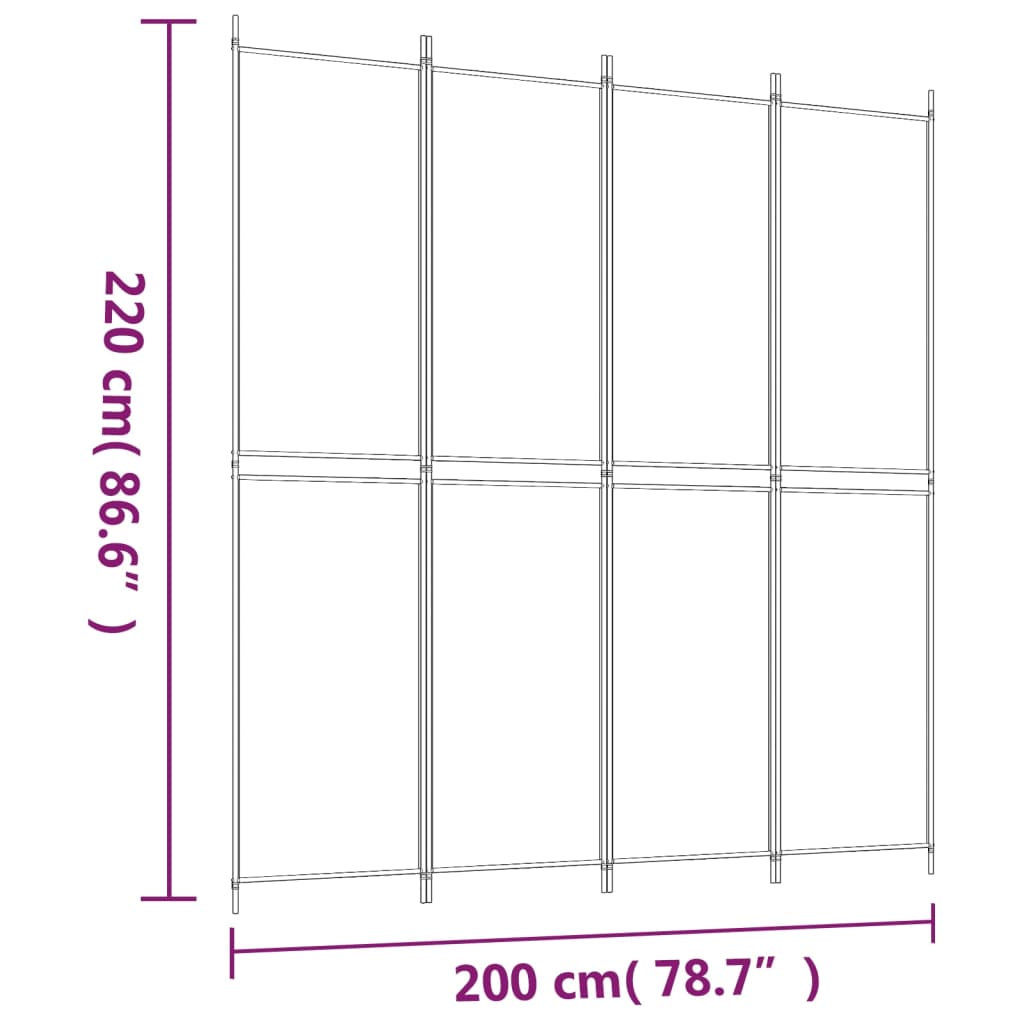 vidaXL Biombo/divisória com 4 painéis 200x220 cm tecido castanho