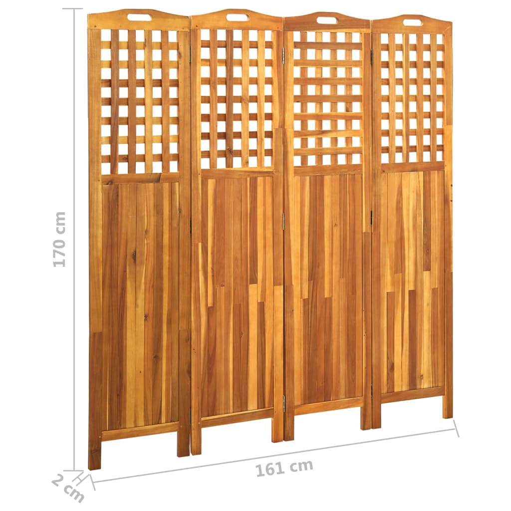 vidaXL Biombo com 4 painéis 161x2x170 cm madeira de acácia maciça