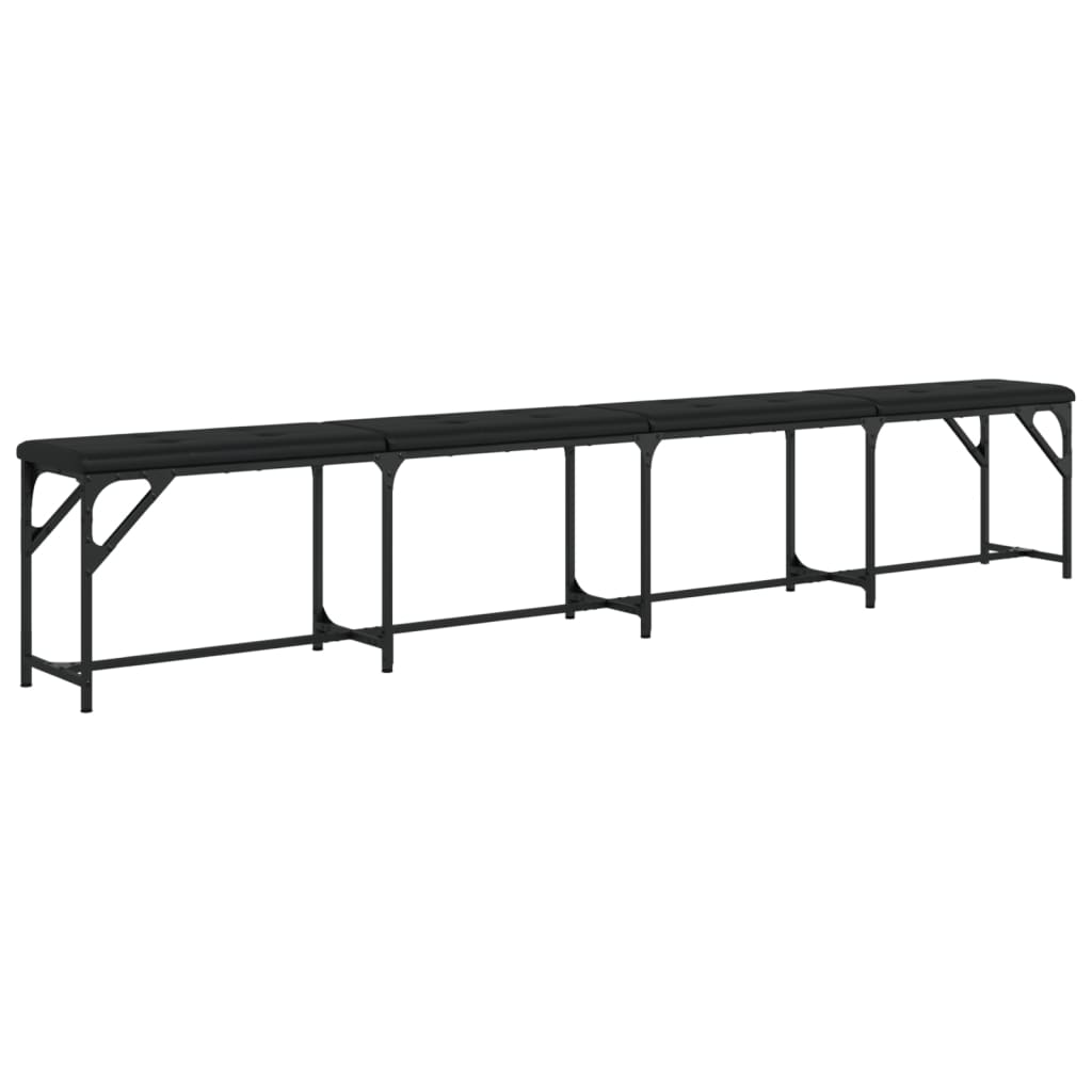 vidaXL Banco de jantar 248x32x45 cm aço e couro artificial preto