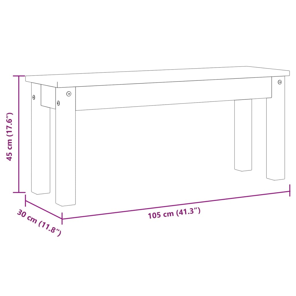 vidaXL Banco Panama 105x30x45 cm madeira de pinho maciça